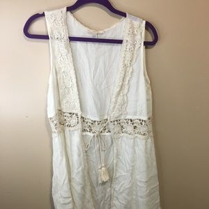 Cream colored cover up with lace detail